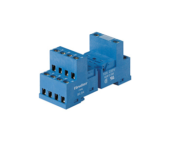 Розетка с винтовыми клеммами (с зажимной клетью) для реле 55.32, 55.34, таймера 85.02, 85.04; в комплекте металлическая клипса 094.51; версия: синий цвет