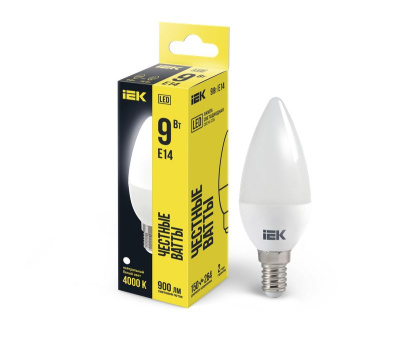 Лампа LED C35 свеча 9Вт 230В 4000К E14 IEK