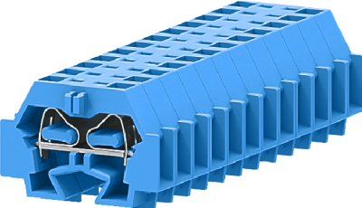 1-1 концевая проходная клемма с боковым подключением с защёлкивающимися ножками серии 242, синяя