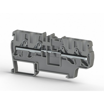 Клеммник пруж.быстрозажимной (Push in) 4-х выводной, 4 мм.кв., (серый); PYK 4C