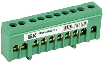 Шина PE "земля" в корп изол на DIN-рейку ШНИ-6х9-10-К-З ИЭК