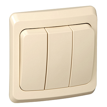 ЭТЮД С/У 3-клавишный ВЫКЛЮЧАТЕЛЬ 10 АХ, КРЕМОВЫЙ, Россия