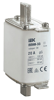 Плавкая вставка предохранителя ППНИ-33, габарит 00, 20А Плавкая вставка предохранителя ППНИ-33, габарит 00, 20А