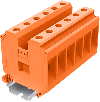 Клемма на DIN-рейку винт. 35 мм2 2 конт. проходная оранж.