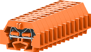 1-1 концевая проходная клемма с боковым подключением с защёлкивающимися ножками серии 242, оранжевая