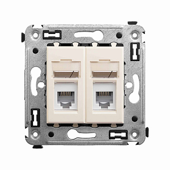 Телефонная розетка RJ-12 в стену двойная, "Avanti", "Ванильная дымка"