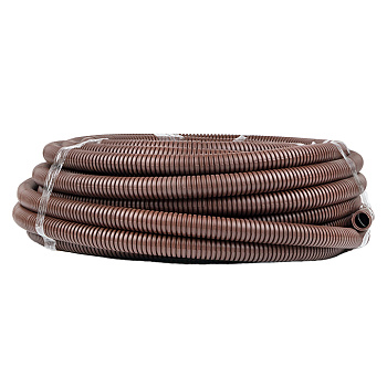 Труба гофр. ПВХ с протяжкой d25 мм (25 м) темное дерево EKF-Plast