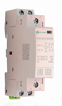 Модульный контактор 2НО контакта 25А (~/= 230В AC/DC)