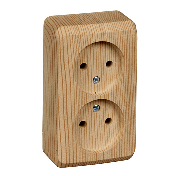 ЭТЮД О/У двойная РОЗЕТКА без заземления без шторок 16А 250B, СОСНА, Россия