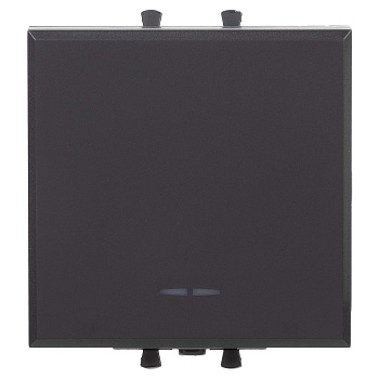 Переключатель одноклавишный модульный, "Avanti", "Черный матовый", 2 модуля