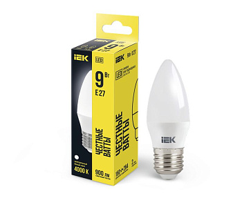 Лампа LED C35 свеча 9Вт 230В 4000К E27 IEK