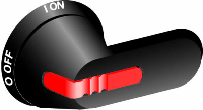 Ручка OHB125J12E011-RUH (черная) с символами на русском для управления через дверь реверсивными рубильниками ОT315..800E_C