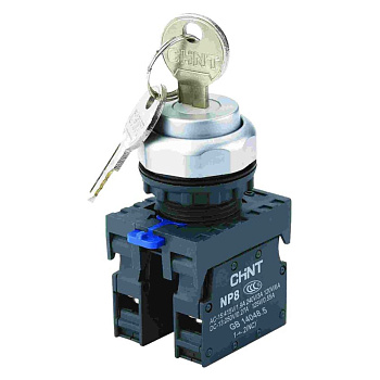Переключатель с ключом NP8-20Y/31 , 3 положения с фиксацией, 2НО IP65 (R)(CHINT) Переключатель с ключом NP8-20Y/31 , 3 положения с фиксацией, 2НО IP65 (R)(CHINT)