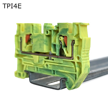 Клемма push-in проходная 2 контакта 4 мм2, заземляющая