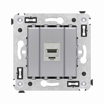 Компьютерная розетка RJ-45 без шторки в стену, кат.6А одинарная экранированная, "Avanti", "Закаленная сталь"